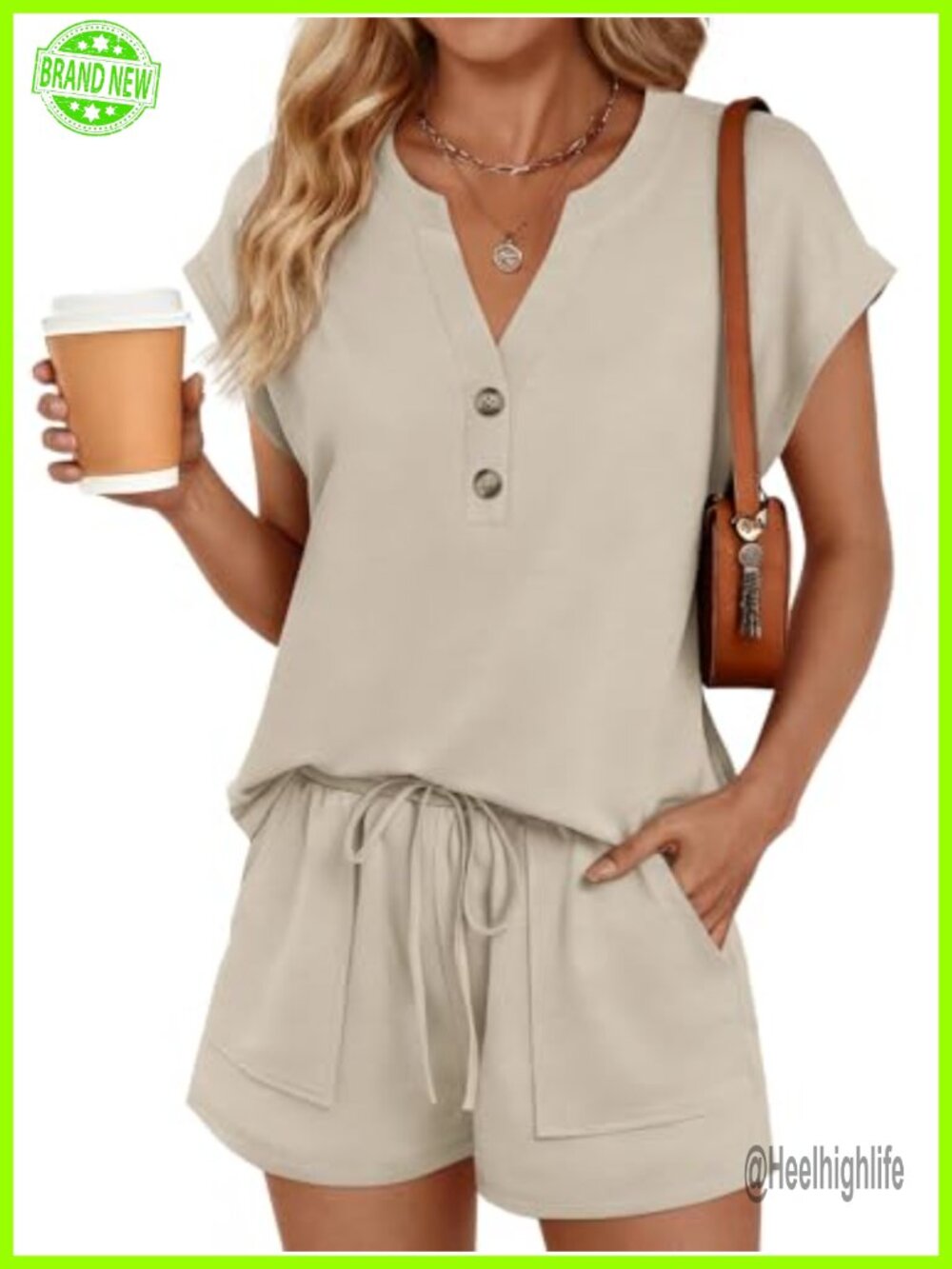 Womens 2 Piece Short Set Cap Sleeve Top Drawstring Shorts Lounge Wear